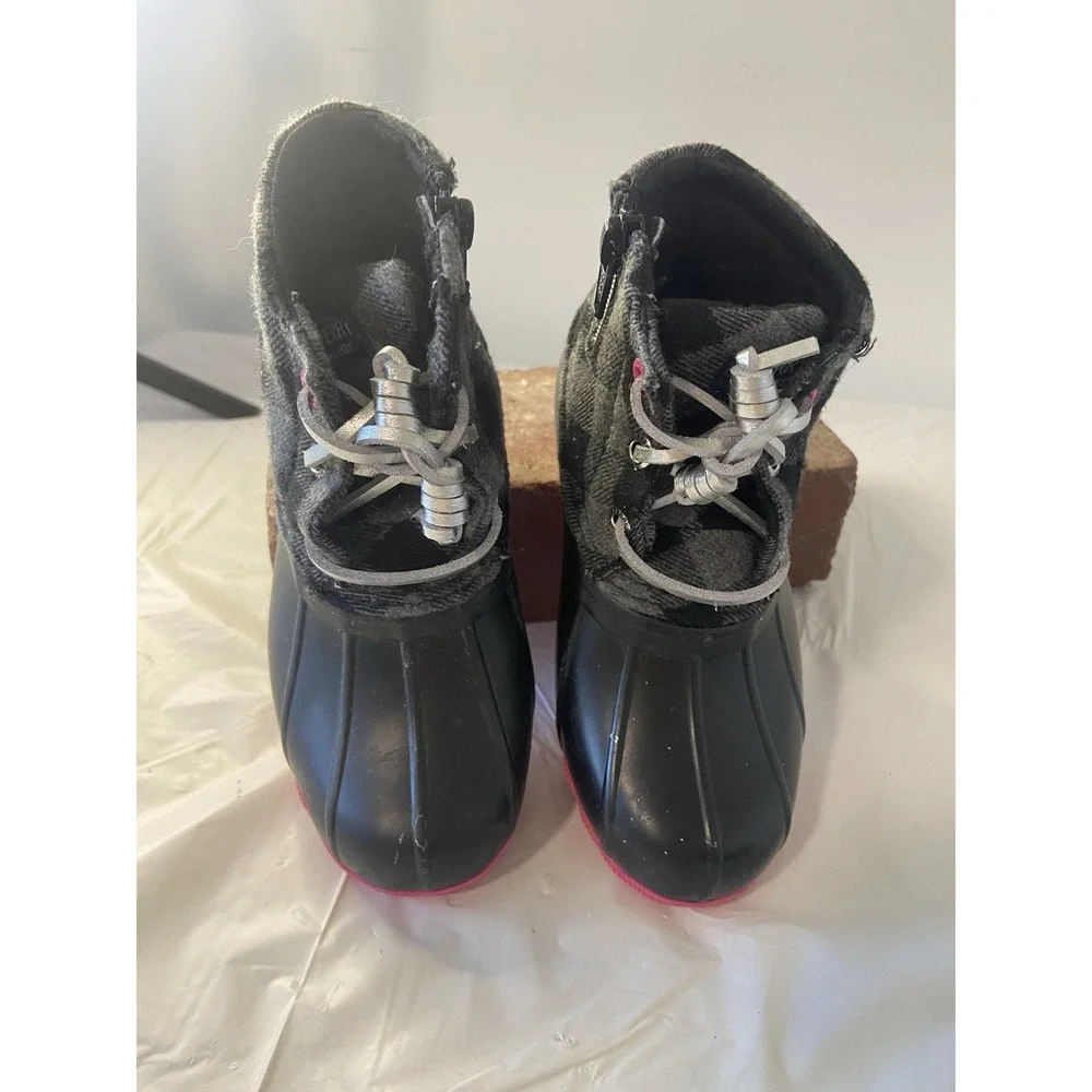 Sperry Girls Saltwater Duck Waterproof Boots-Blk/ Gray/Pink-Size 9M‎ Childrens